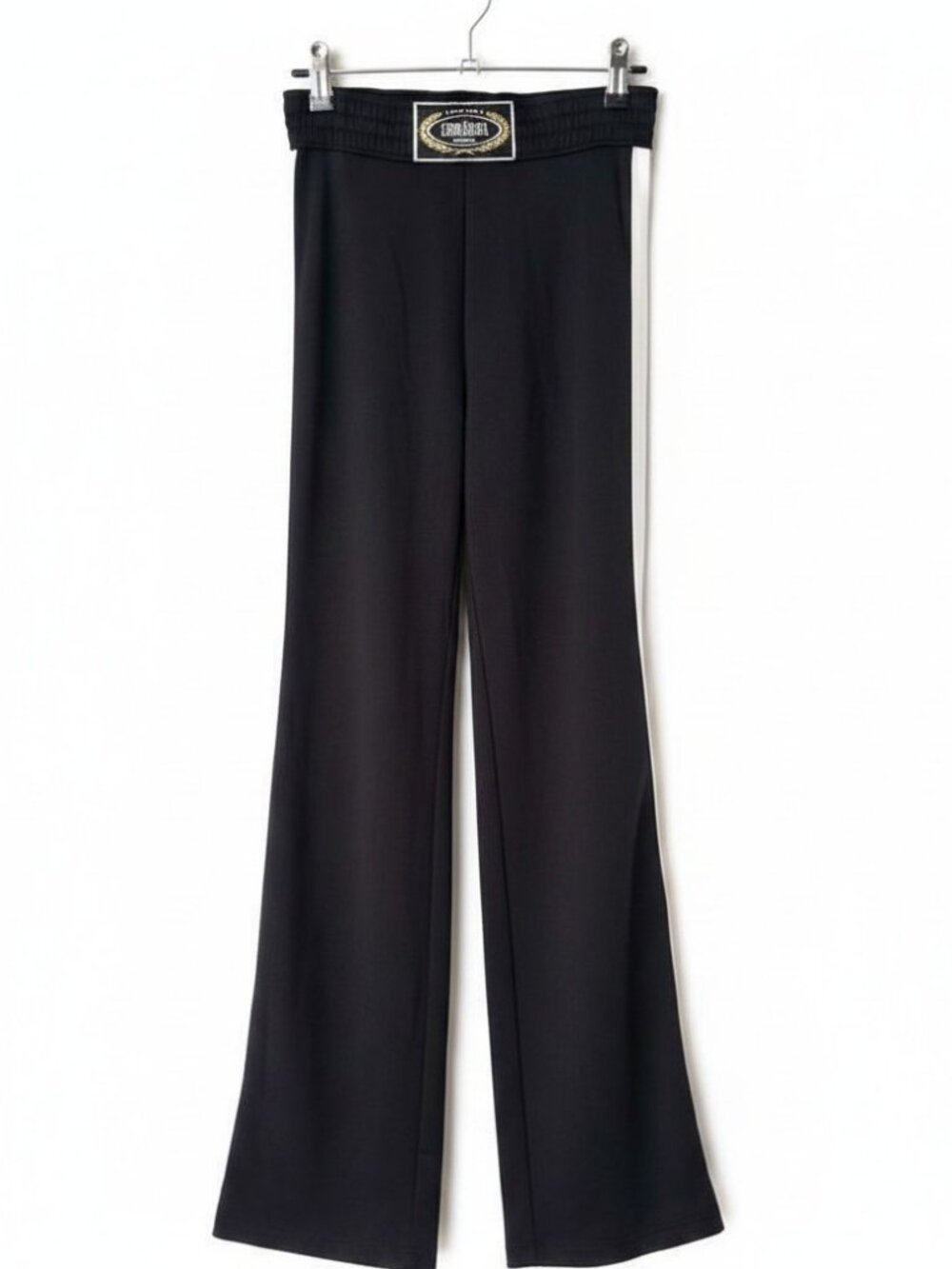 Black Wide Leg Track Pants Women XS S Side Stripe Athleisure Pants